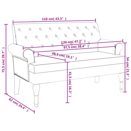 Bänk med ryggstöd mörkbrunt 120x62x75,5 cm mörkgrå