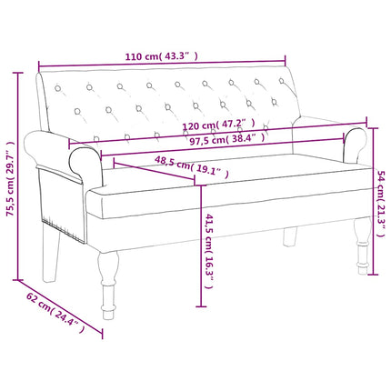 Bänk med ryggstöd mörkgrön 120x62x75,5 cm mörkgrå