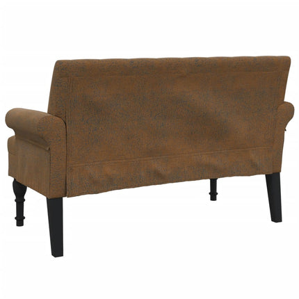 Bänk med ryggstöd brun 120x62x75,5 cm konstmocka