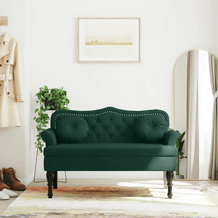 Bänk med kuddar mörkgrön 120,5x65x75 cm sammet