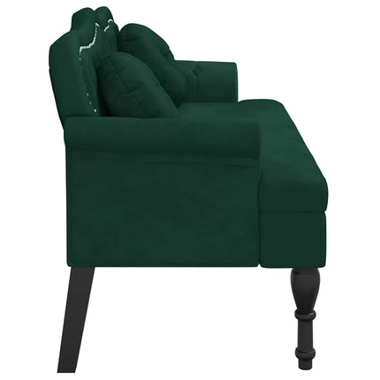 Bänk med kuddar mörkgrön 120,5x65x75 cm sammet