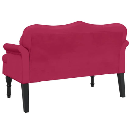 Bänk med kuddar vinröd 120,5x65x75 cm sammet