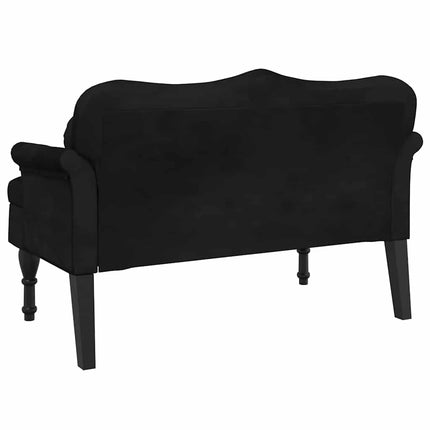 Bänk med kuddar svart 120,5x65x75 cm sammet