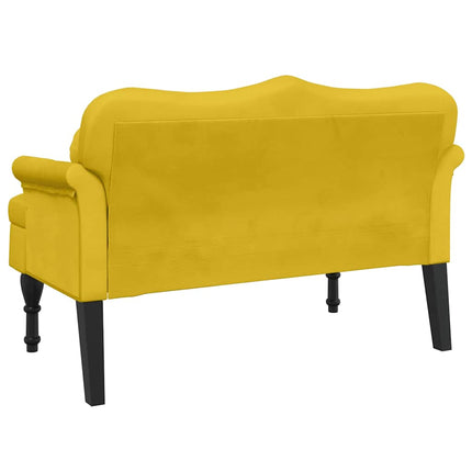 Bänk med kuddar gul 120,5x65x75 cm sammet