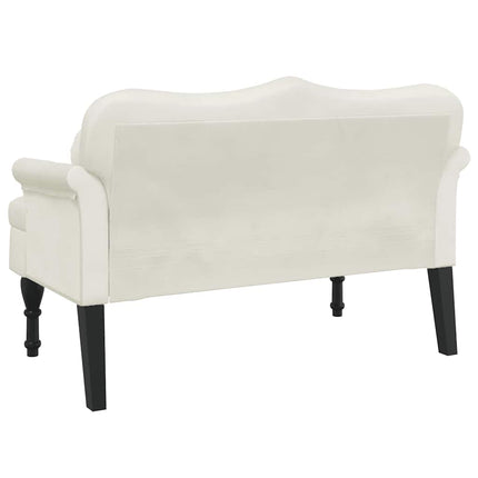 Bänk med kuddar gräddvit 120,5x65x75 cm sammet