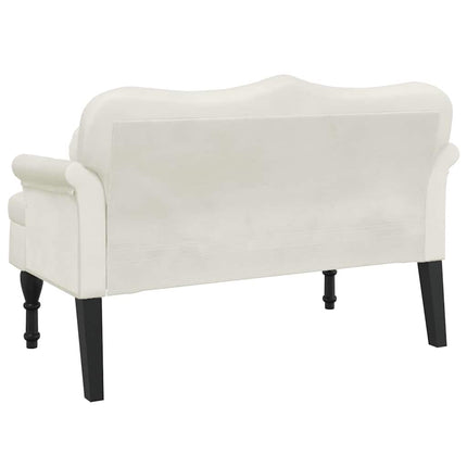 Bänk med kuddar gräddvit 120,5x65x75 cm sammet