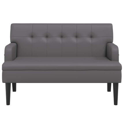 Bänk med ryggstöd grå 112x65,5x75 cm konstläder