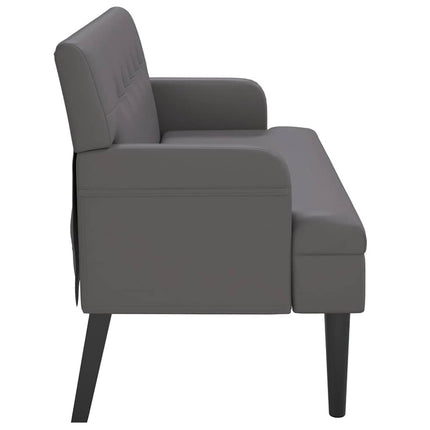 Bänk med ryggstöd grå 112x65,5x75 cm konstläder