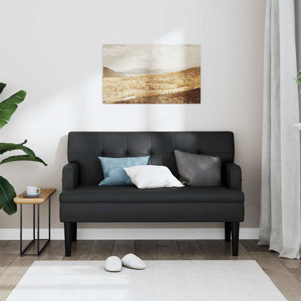 Bänk med ryggstöd svart 112x65,5x75 cm konstläder
