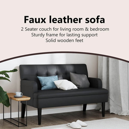 Bänk med ryggstöd svart 112x65,5x75 cm konstläder
