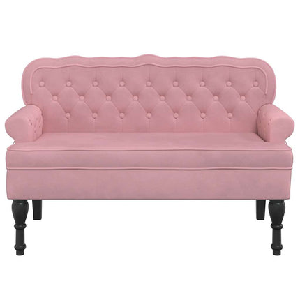 Bänk med ryggstöd rosa 119,5x64,5x75 cm sammet