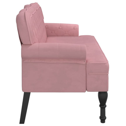 Bänk med ryggstöd rosa 119,5x64,5x75 cm sammet