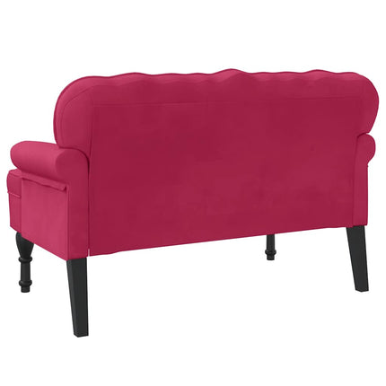 Bänk med ryggstöd vinröd 119,5x64,5x75 cm sammet