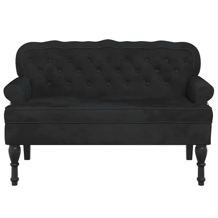 Bänk med ryggstöd svart 119,5x64,5x75 cm sammet