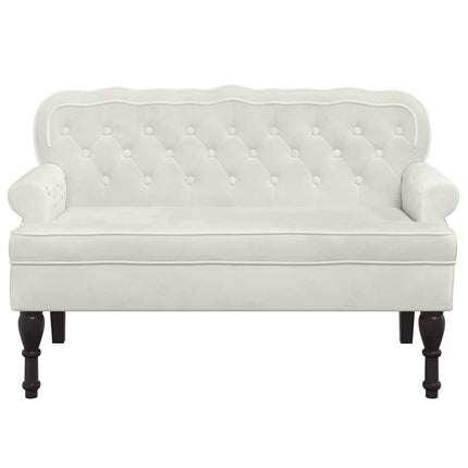 Bänk med ryggstöd gräddvit 119,5x64,5x75 cm sammet