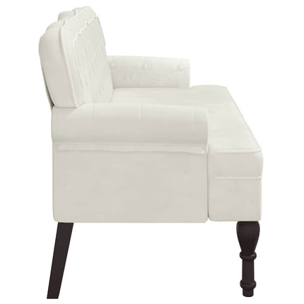 Bänk med ryggstöd gräddvit 119,5x64,5x75 cm sammet
