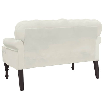 Bänk med ryggstöd gräddvit 119,5x64,5x75 cm sammet