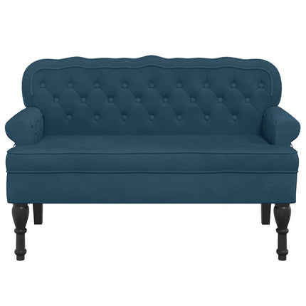 Bänk med ryggstöd blå 119,5x64,5x75 cm sammet