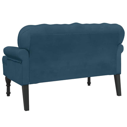 Bänk med ryggstöd blå 119,5x64,5x75 cm sammet