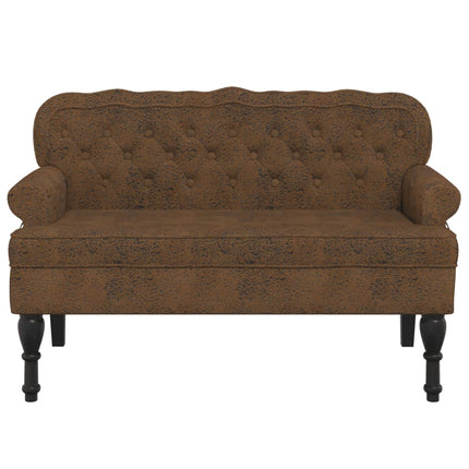 Bänk med ryggstöd brun 119,5x64,5x75 cm konstmocka