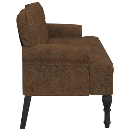 Bänk med ryggstöd brun 119,5x64,5x75 cm konstmocka