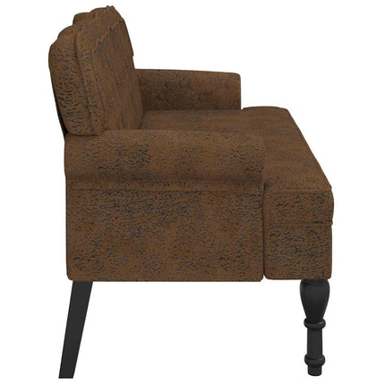 Bänk med ryggstöd brun 119,5x64,5x75 cm konstmocka