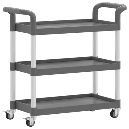 Rullvagn 3 våningar grå 77x34x72 cm aluminium