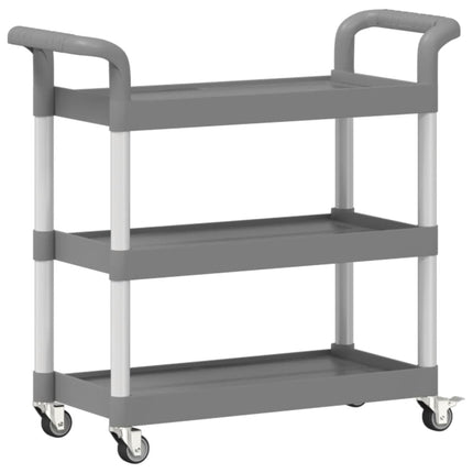 Rullvagn 3 våningar grå 77x34x72 cm aluminium