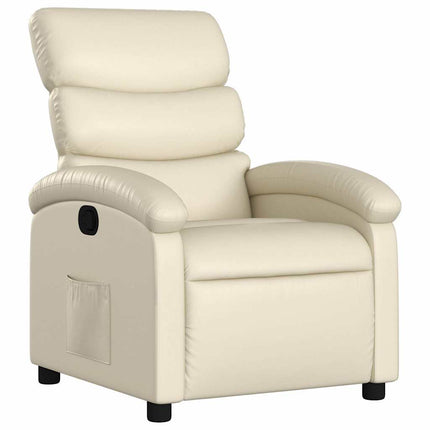 Reclinerfåtölj gräddvit konstläder