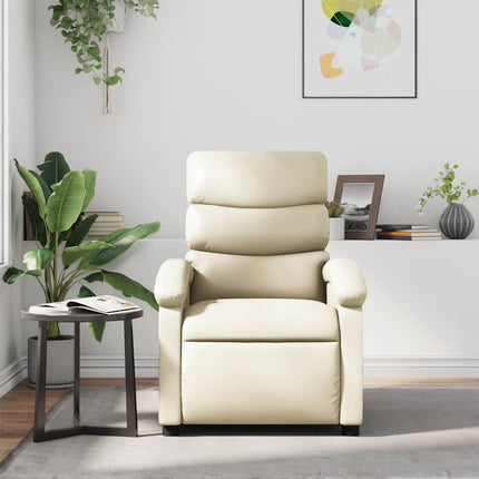 Reclinerfåtölj gräddvit konstläder