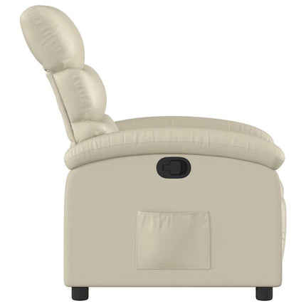 Reclinerfåtölj gräddvit konstläder