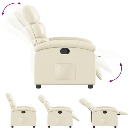 Reclinerfåtölj gräddvit konstläder