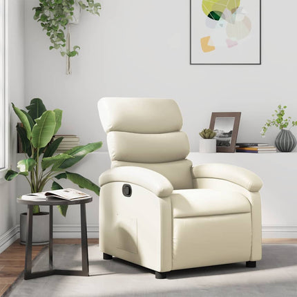 Reclinerfåtölj gräddvit konstläder
