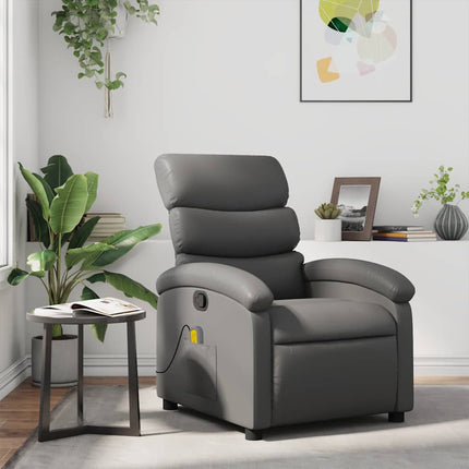 Massagefåtölj grå konstläder