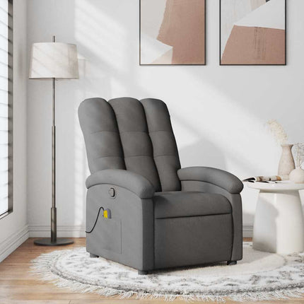 Massagefåtölj mörkgrå tyg