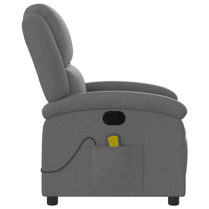 Massagefåtölj mörkgrå tyg