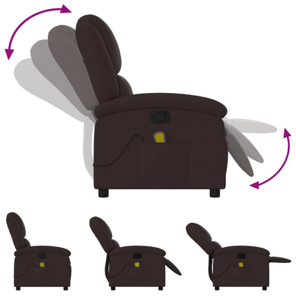 Massagefåtölj mörkbrun tyg