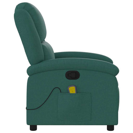Massagefåtölj mörkgrön tyg