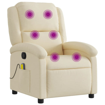 Massagefåtölj gräddvit tyg