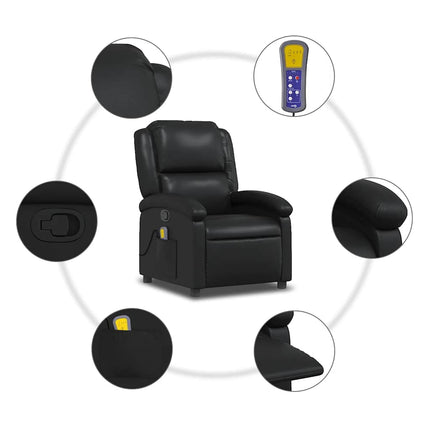 Massagefåtölj svart konstläder
