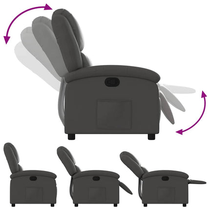 Reclinerfåtölj grå äkta läder