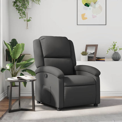 Reclinerfåtölj grå äkta läder