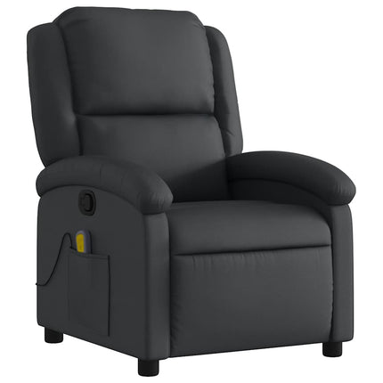Massagefåtölj svart äkta läder