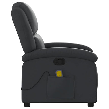 Massagefåtölj svart äkta läder
