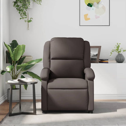 Massagefåtölj mörkbrunt äkta läder