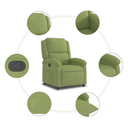 Reclinerfåtölj ljusgrön sammet