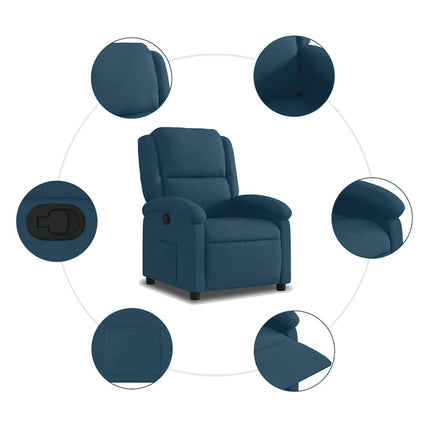 Reclinerfåtölj blå sammet