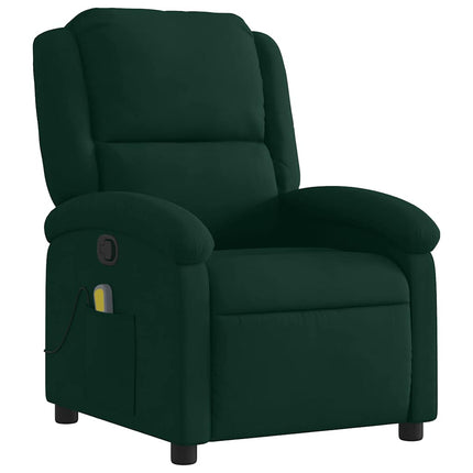 Massagefåtölj mörkgrön sammet