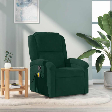 Massagefåtölj mörkgrön sammet