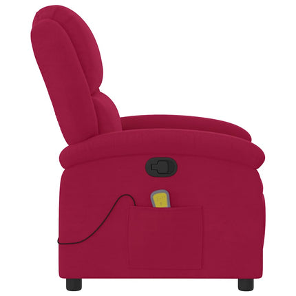 Massagefåtölj vinröd sammet